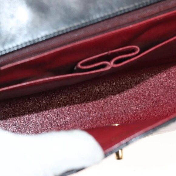 CHANEL Matelasse Chain Shoulder Bag Lamb Skin Black Gold CC Auth - Picture 13 of 16